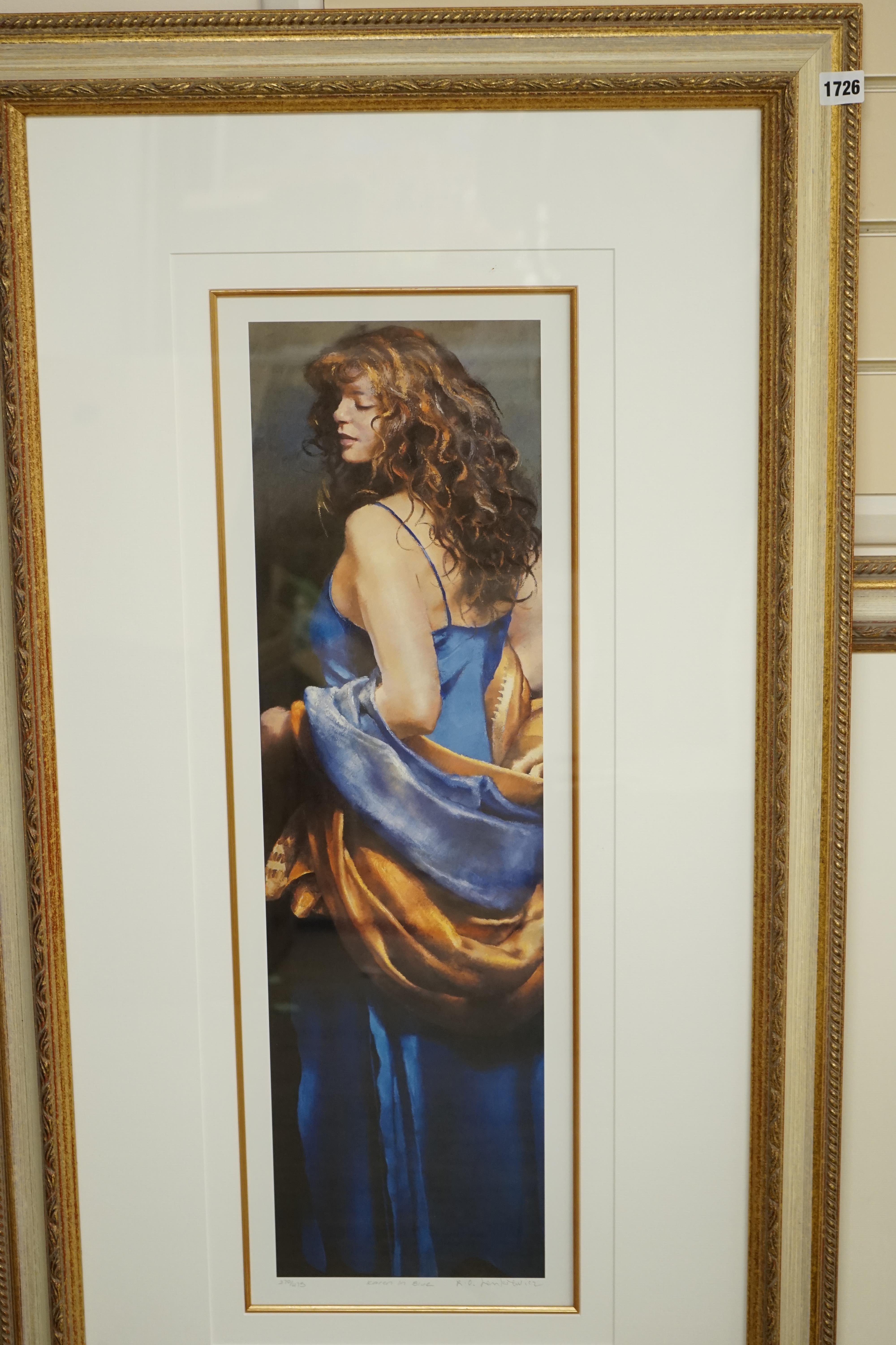 Robert Lenkiewicz (1941-2002), offset lithograph, 'Karen in Blue', signed in pencil and titled, 27/475, 71 x 20cm. Condition - good